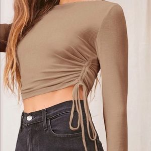 brand new Shein ruched side brown long sleeve top